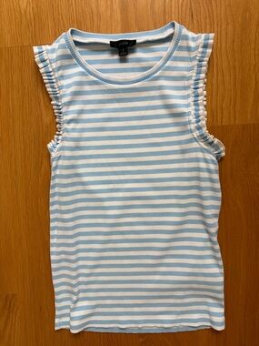 J Crew ribbed striped top, powder blue/white, size small, EUC